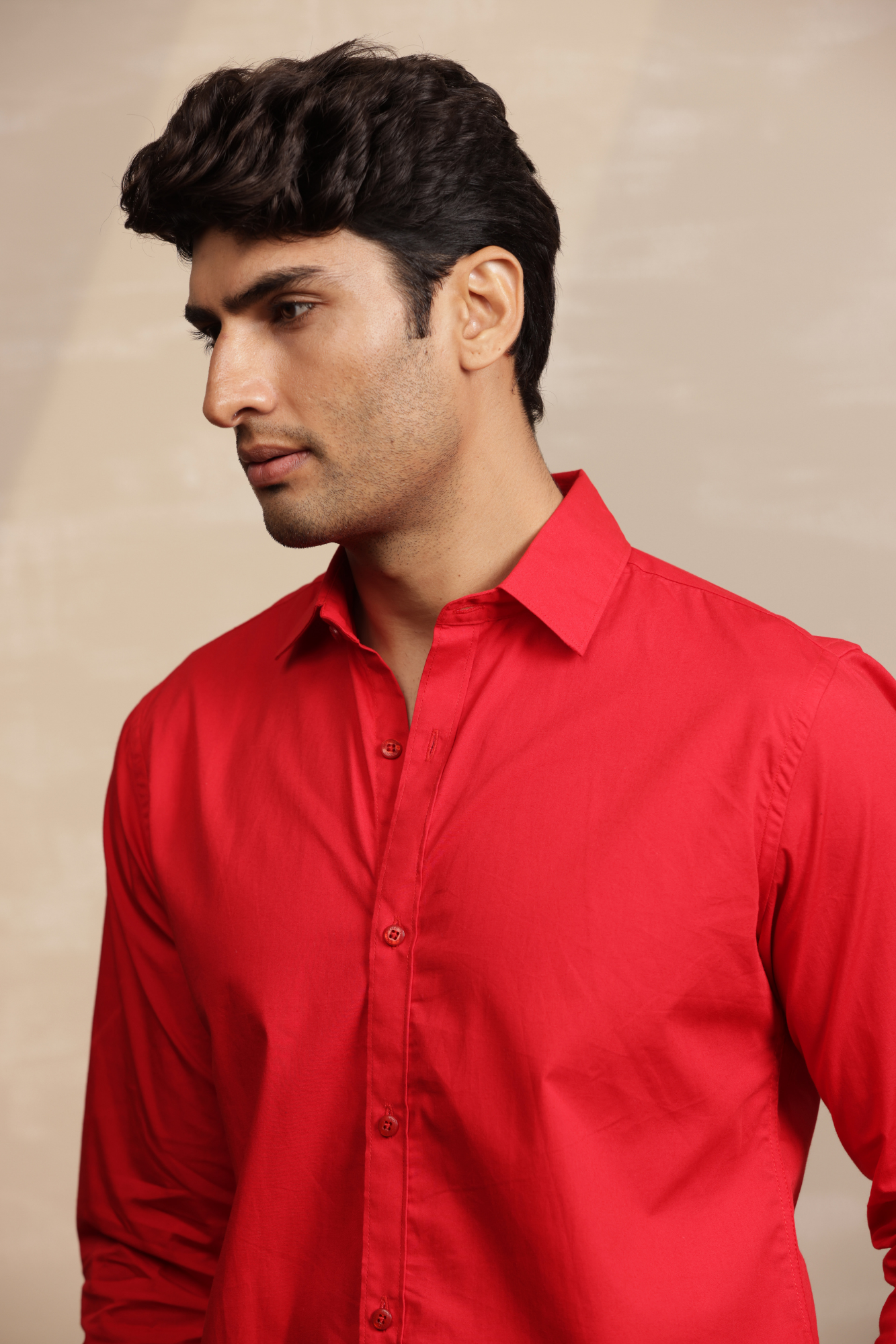 Essential Plain Premium Cotton Shirt - Red