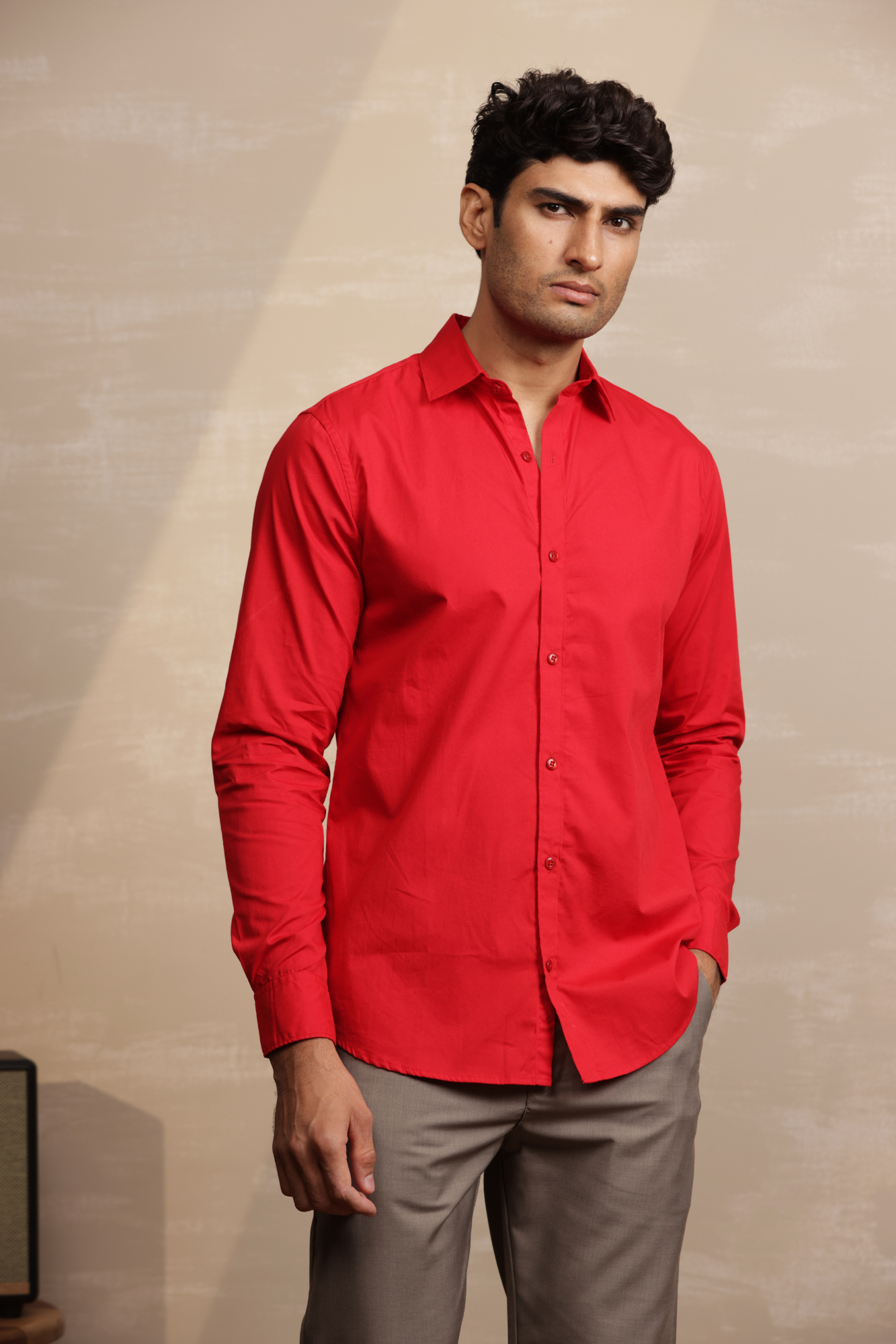 Essential Plain Premium Cotton Shirt - Red