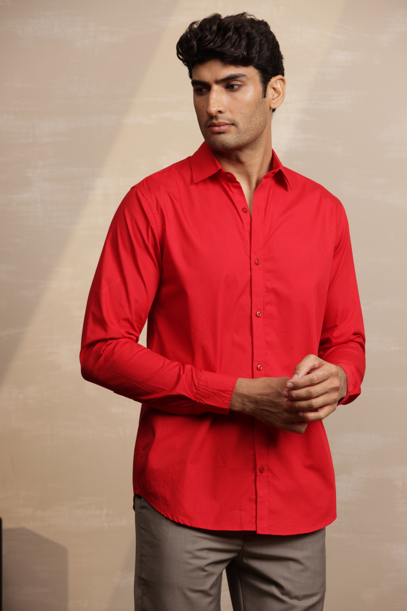 Essential Plain Premium Cotton Shirt - Red