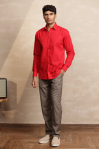 Essential Plain Premium Cotton Shirt - Red