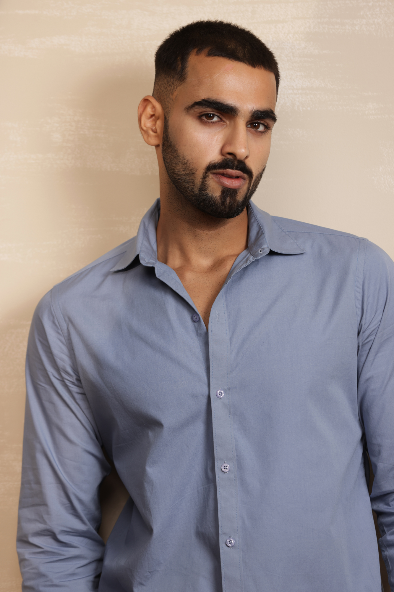 Essential Plain Premium Cotton Shirt - Stone Blue