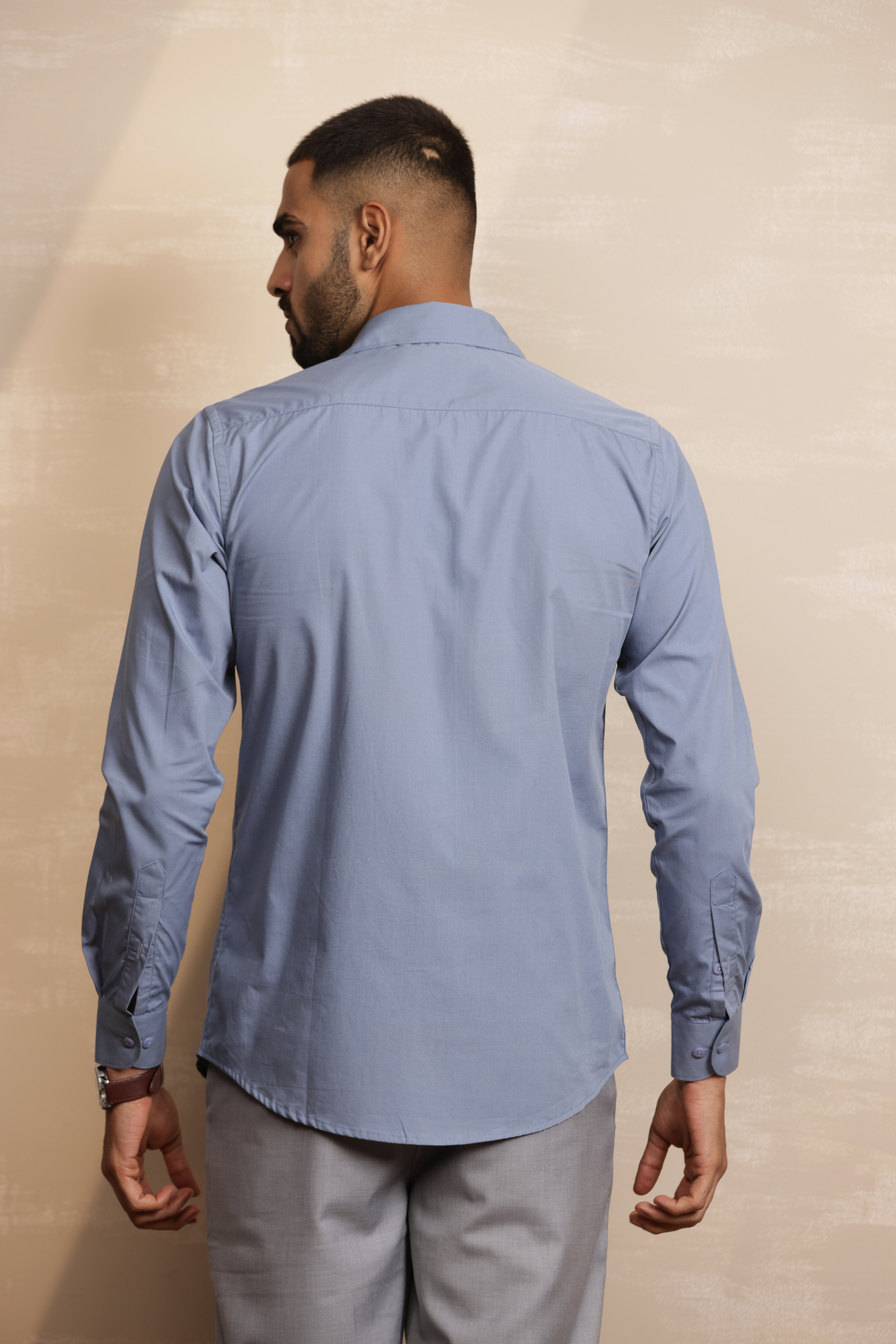 Essential Plain Premium Cotton Shirt - Stone Blue