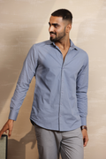 Essential Plain Premium Cotton Shirt - Stone Blue