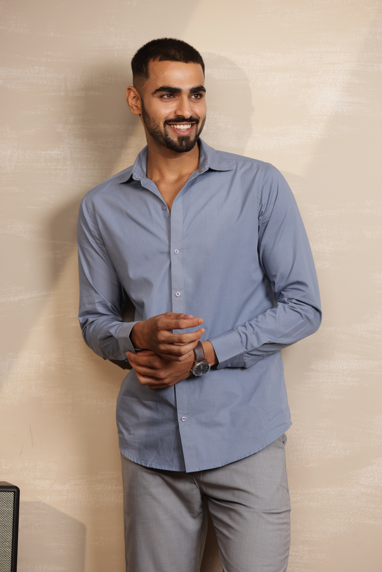 Essential Plain Premium Cotton Shirt - Stone Blue