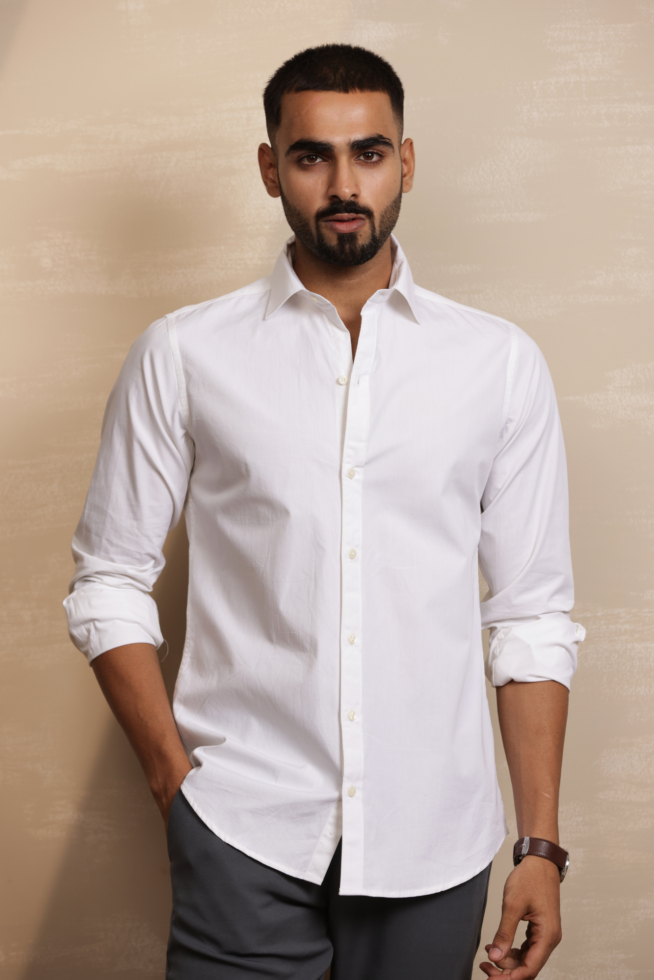 Essential Plain Premium Cotton Shirt - White