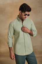 Premium dobby Lycra Button Down Shirt - Pista