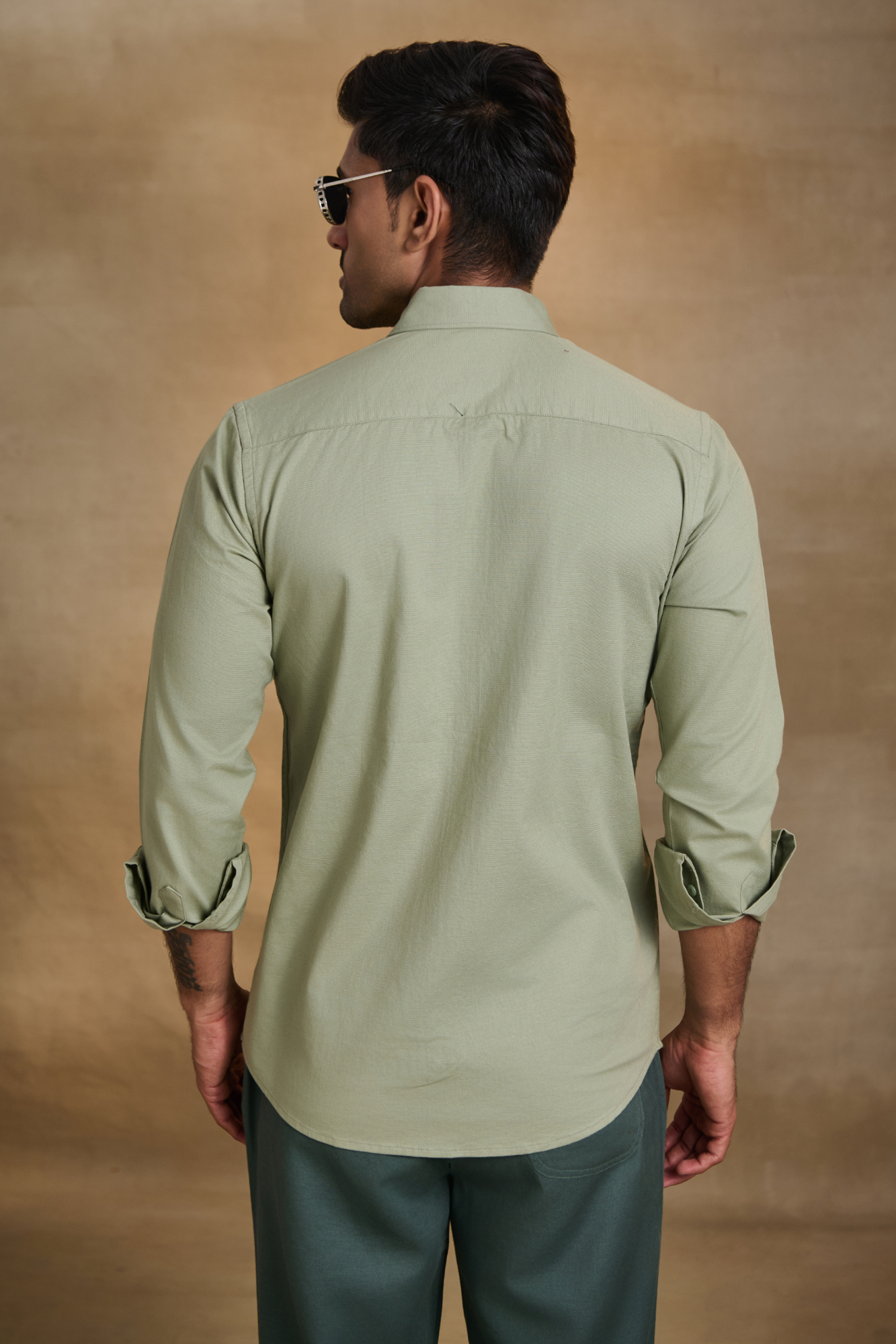 Premium dobby Lycra Button Down Shirt - Pista