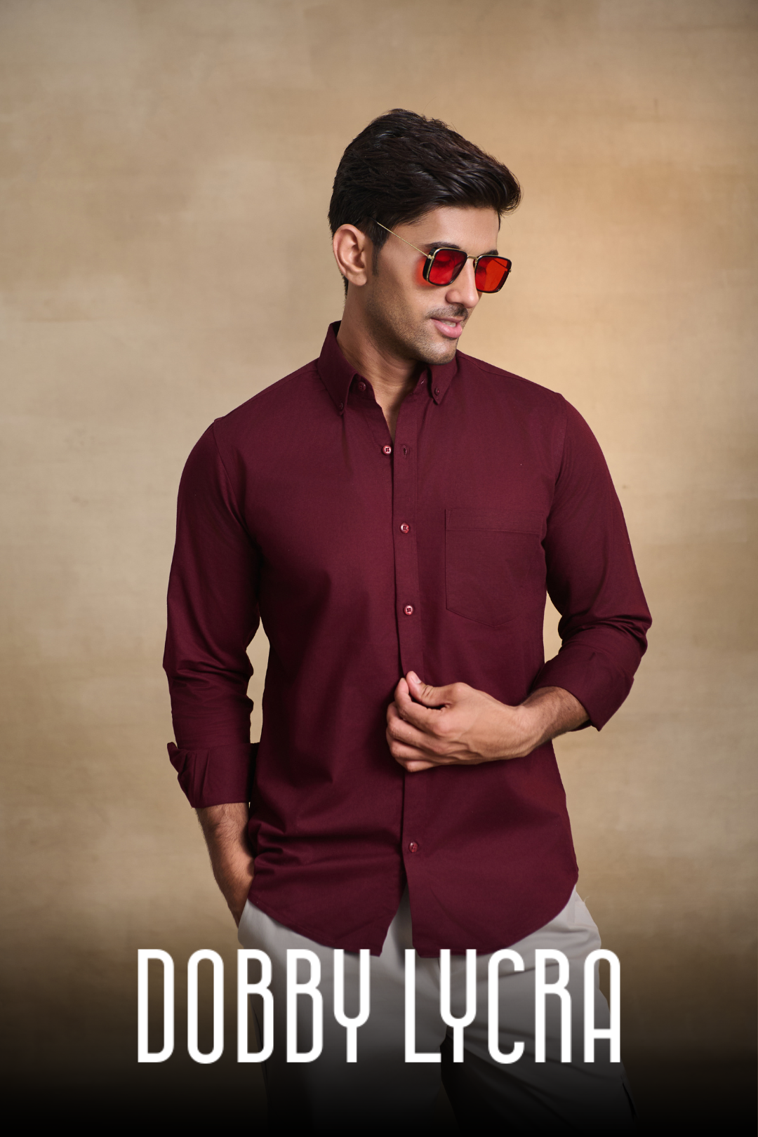 Premium dobby Lycra Button Down Shirt