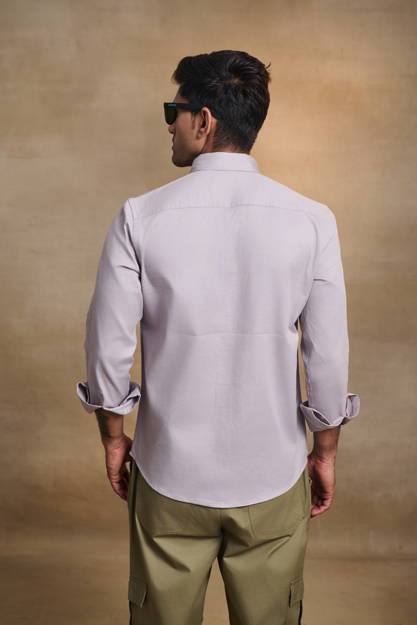 Premium dobby Lycra Button Down Shirt - Grey