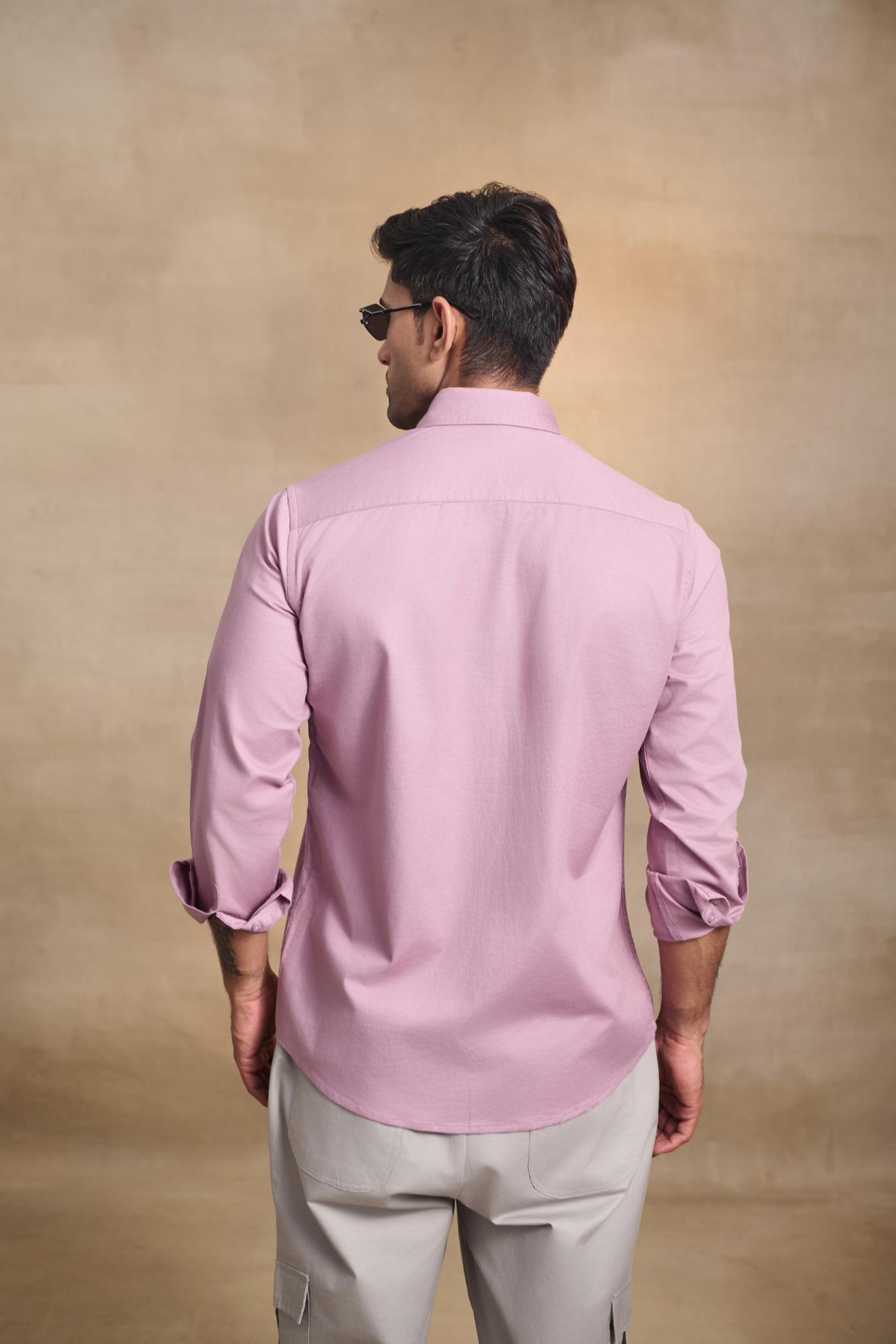 Premium dobby Lycra Button Down Shirt - Pink