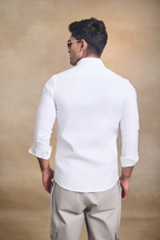 Premium dobby Lycra Button Down Shirt - White