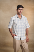Cotton Linen Blend Half Sleeves Oversize Shirt - Off White
