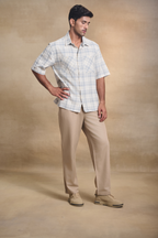 Cotton Linen Blend Half Sleeves Oversize Shirt - Off White