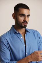 Essential Linen Cotton Blend Shirt - Blue