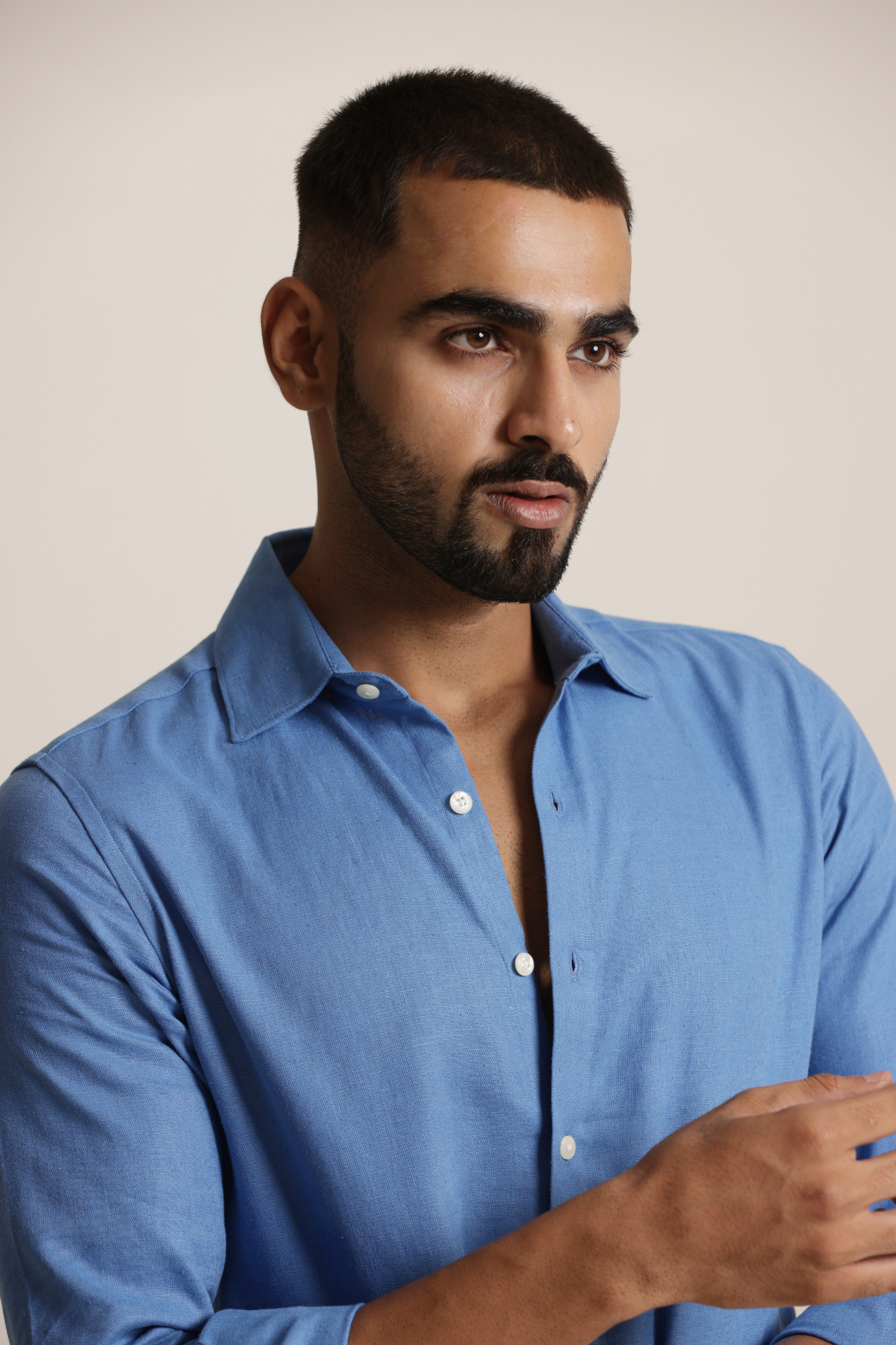 Essential Linen Cotton Blend Shirt - Blue