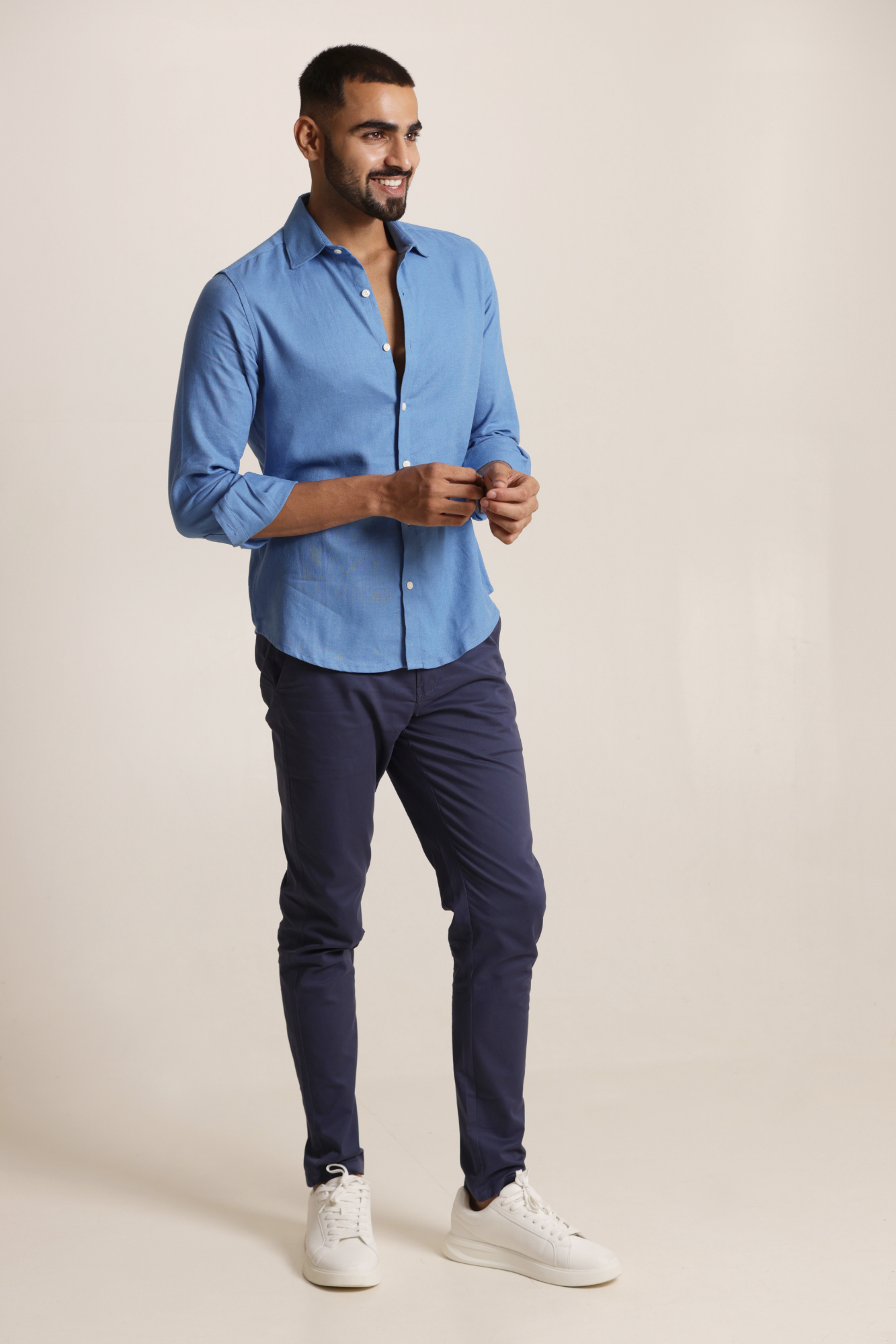 Essential Linen Cotton Blend Shirt - Blue