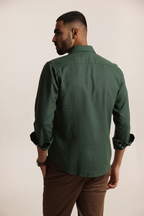 Essential Linen Cotton Blend Shirt - Bottle Green