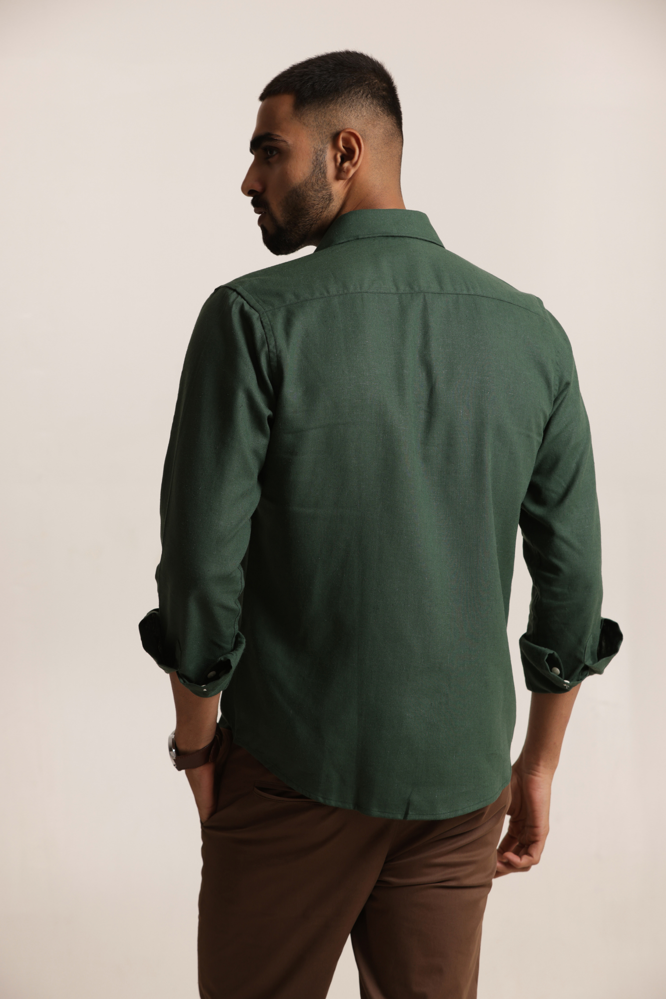 Essential Linen Cotton Blend Shirt - Bottle Green