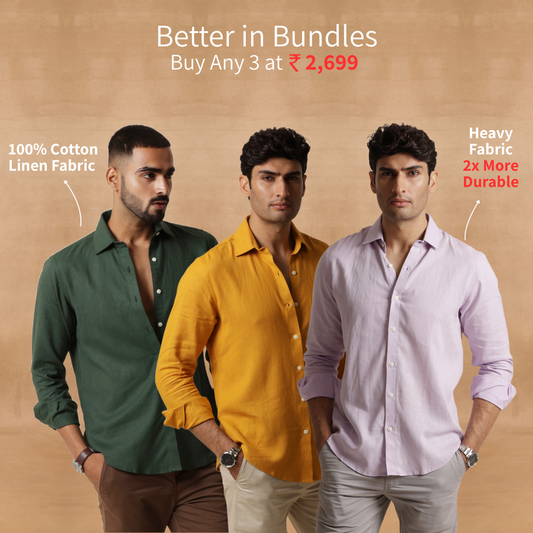 Essential Linen Cotton Blend Shirt Combo Pick Any 3 Shirts At 2699