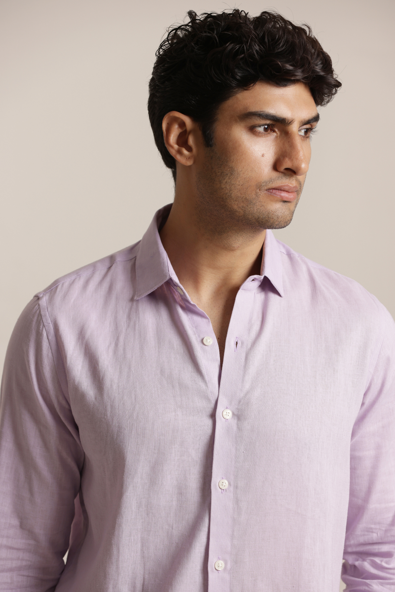 Essential Linen Cotton Blend Shirt - Light Purple