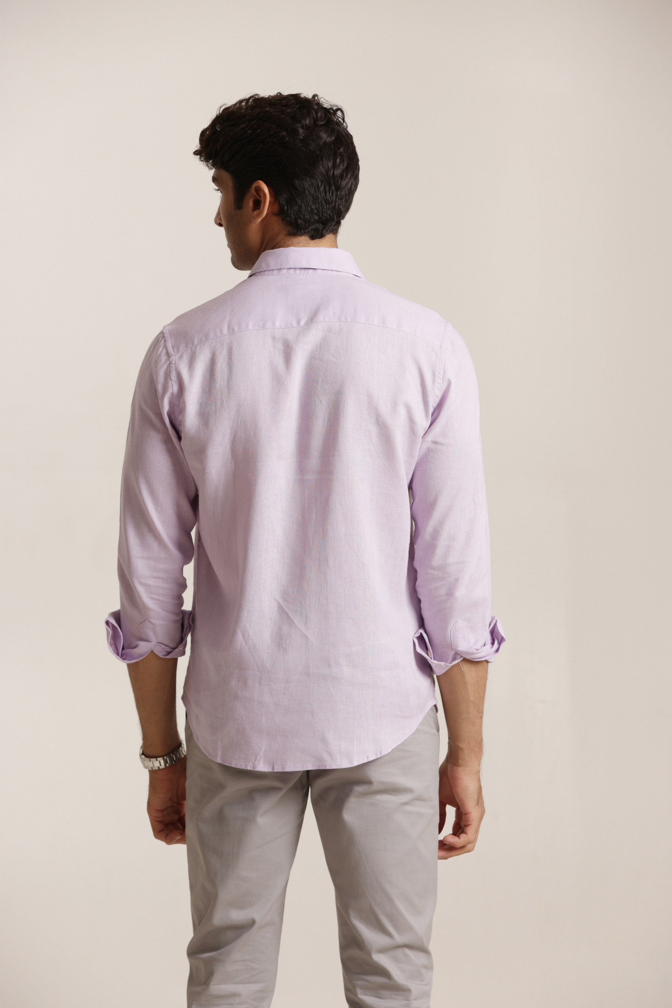 Essential Linen Cotton Blend Shirt - Light Purple