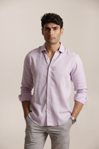 Essential Linen Cotton Blend Shirt - Light Purple