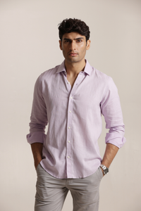 Essential Linen Cotton Blend Shirt - Light Purple