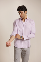 Essential Linen Cotton Blend Shirt - Light Purple