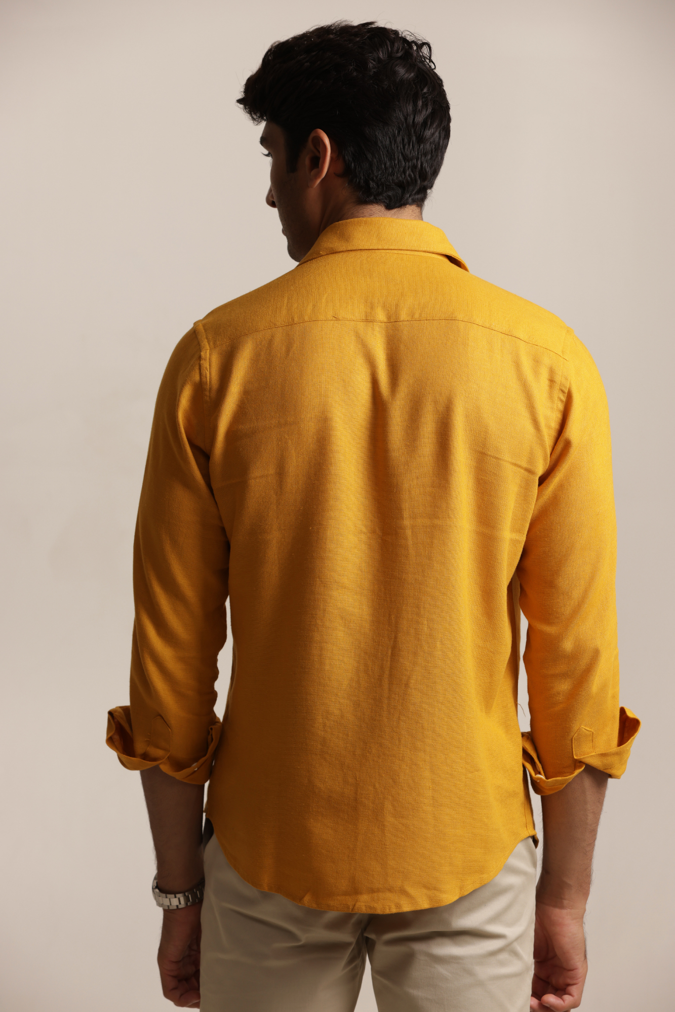 Essential Linen Cotton Blend Shirt - Mustard