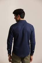 Essential Linen Cotton Blend Shirt - Navy Blue