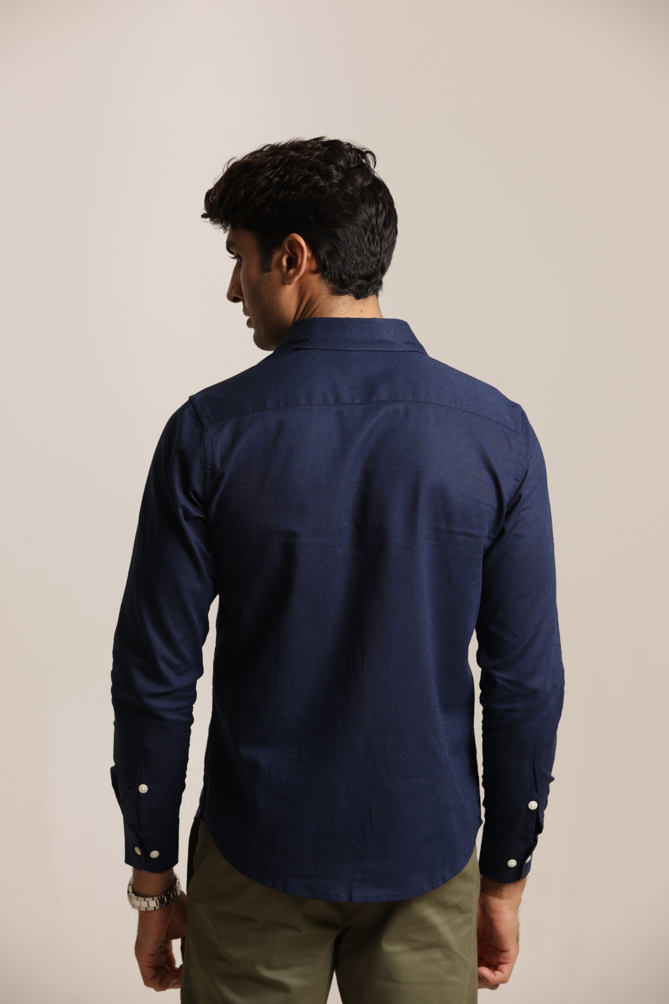 Essential Linen Cotton Blend Shirt - Navy Blue