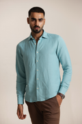 Essential Linen Cotton Blend Shirt - Teal