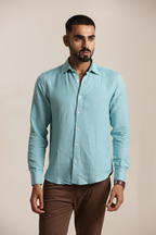Essential Linen Cotton Blend Shirt - Teal