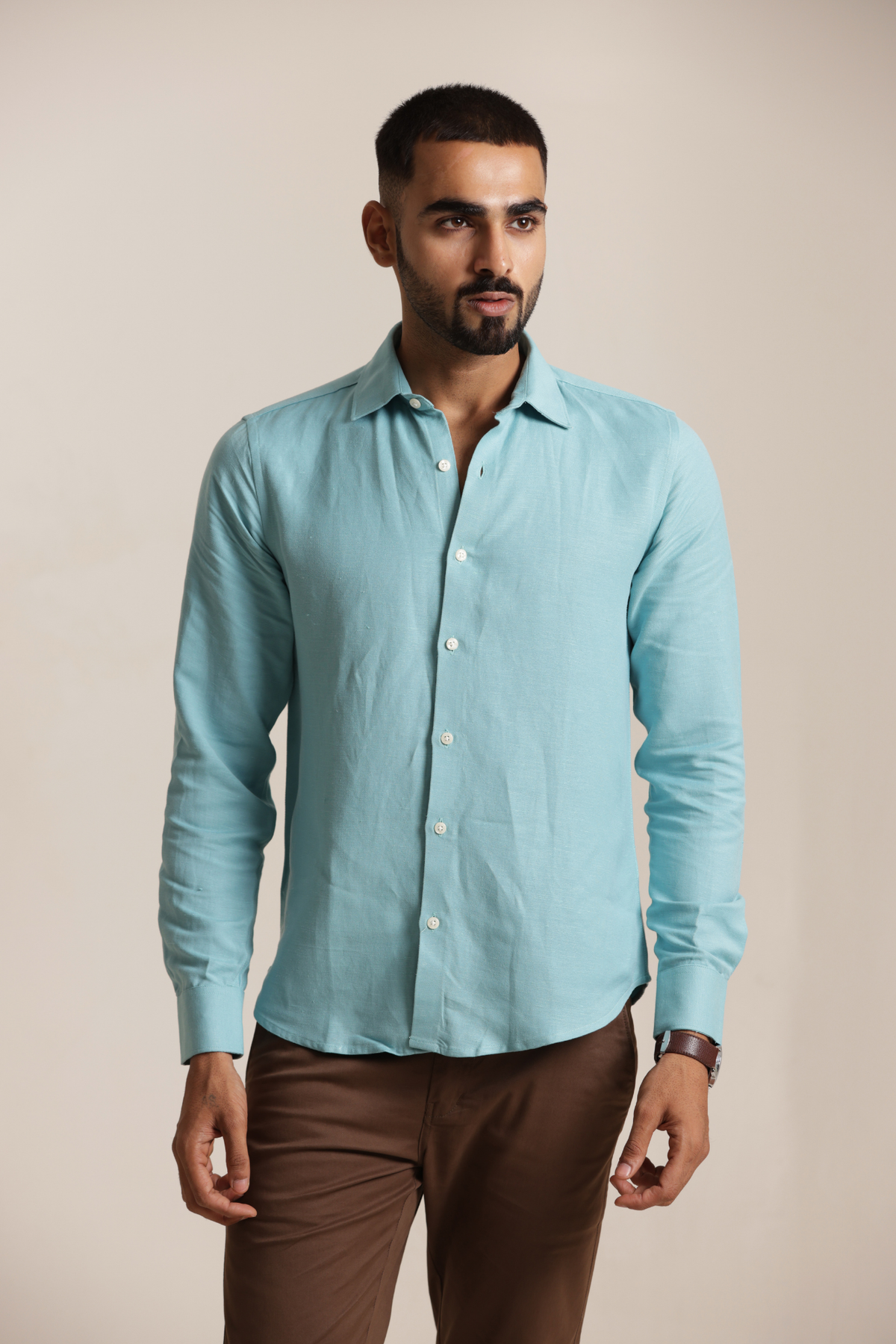 Essential Linen Cotton Blend Shirt - Teal