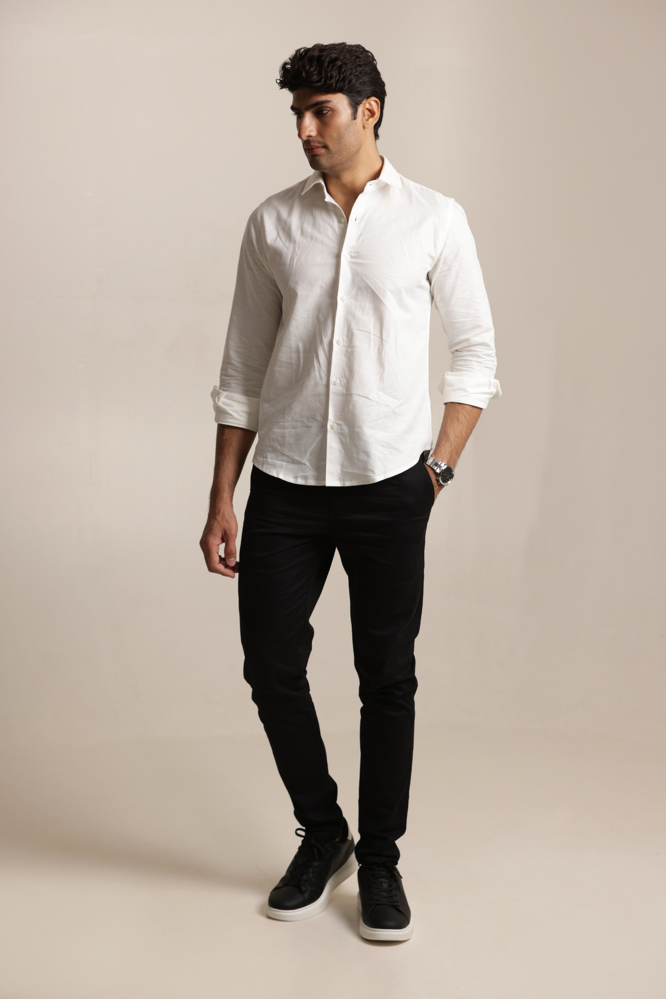 Essential Linen Cotton Blend Shirt - White