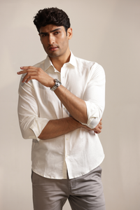 Essential Linen Cotton Blend Shirt - White