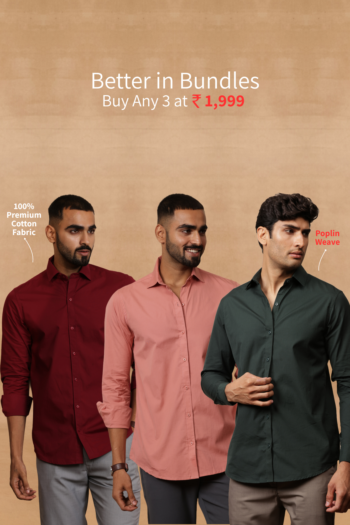 Essential Plain Premium Cotton Shirt Combo Buy Any 3