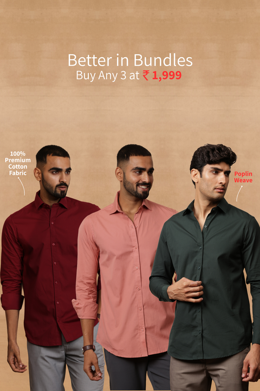 Essential Plain Premium Cotton Shirt Combo Buy Any 3