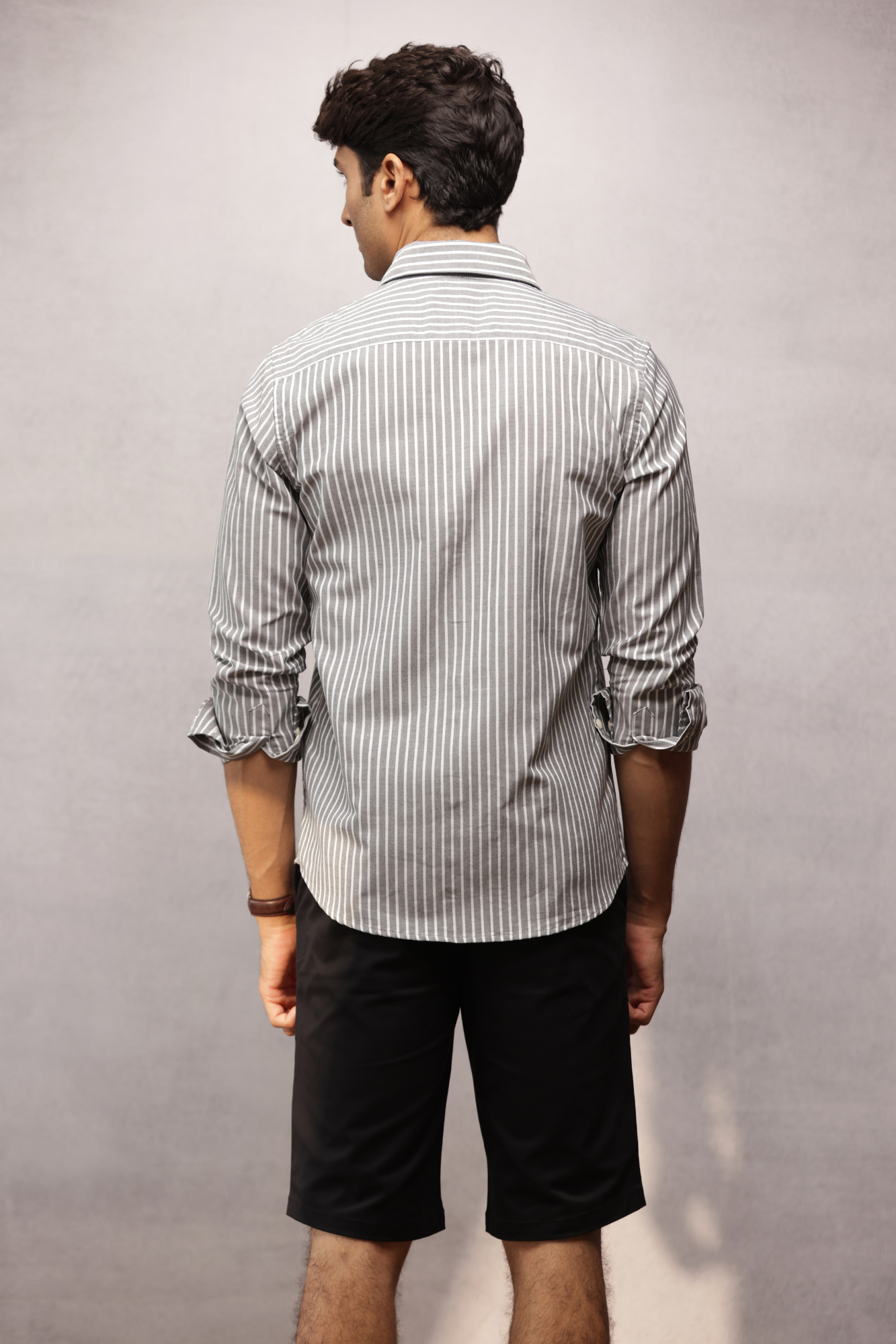 Button Down Oxford Striped Shirt - Black