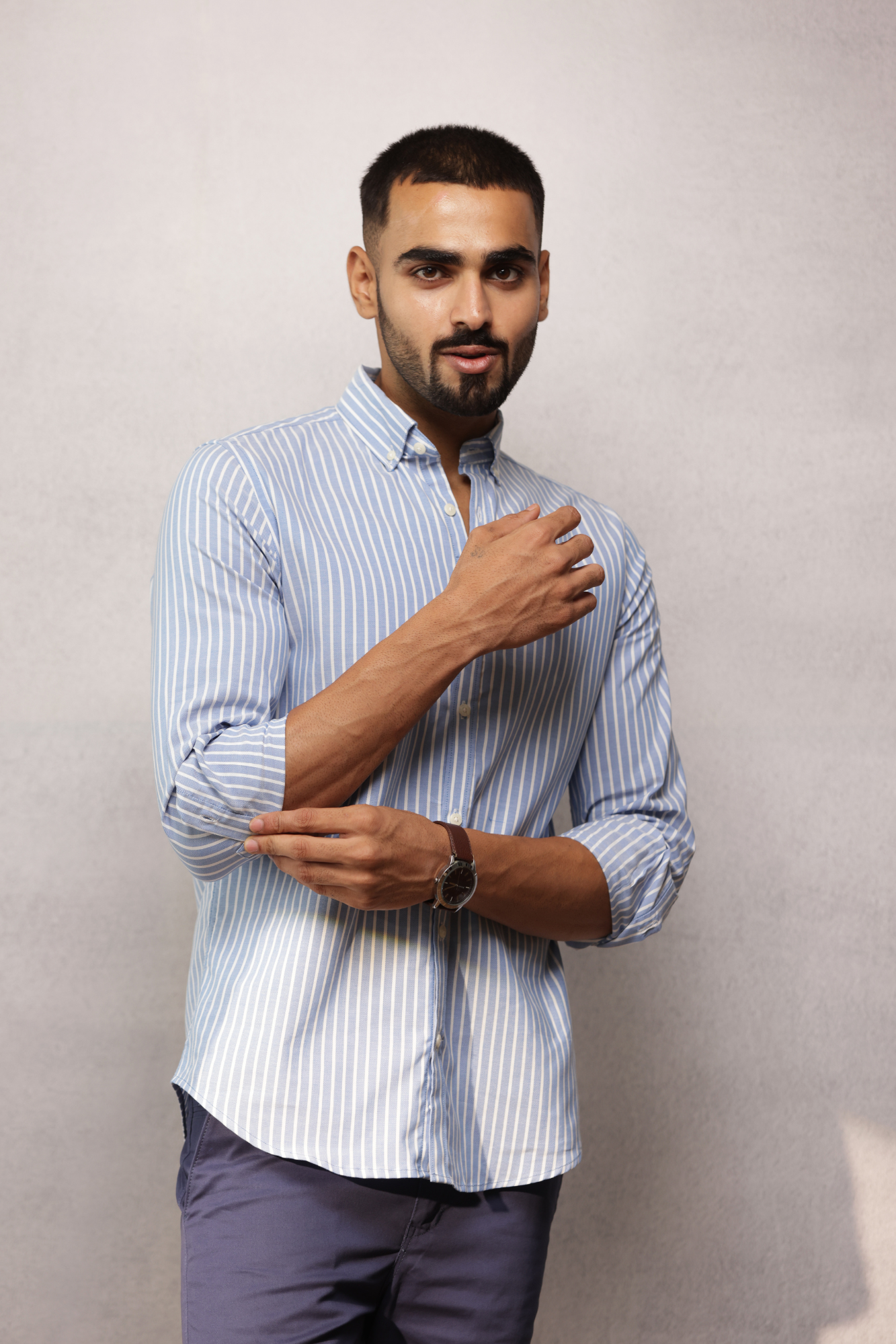 Button Down Oxford Striped Shirt - Blue