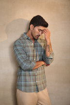 Oxford Check Shirt with 1 Patch Pocket - Dark Green