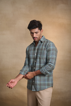 Oxford Check Shirt with 1 Patch Pocket - Dark Green
