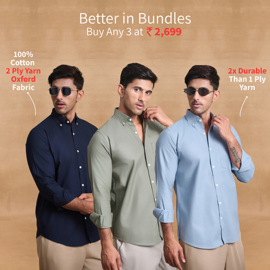 Premium Oxford Solid Shirt  Combo Pick Any 3 Shirts At 2699