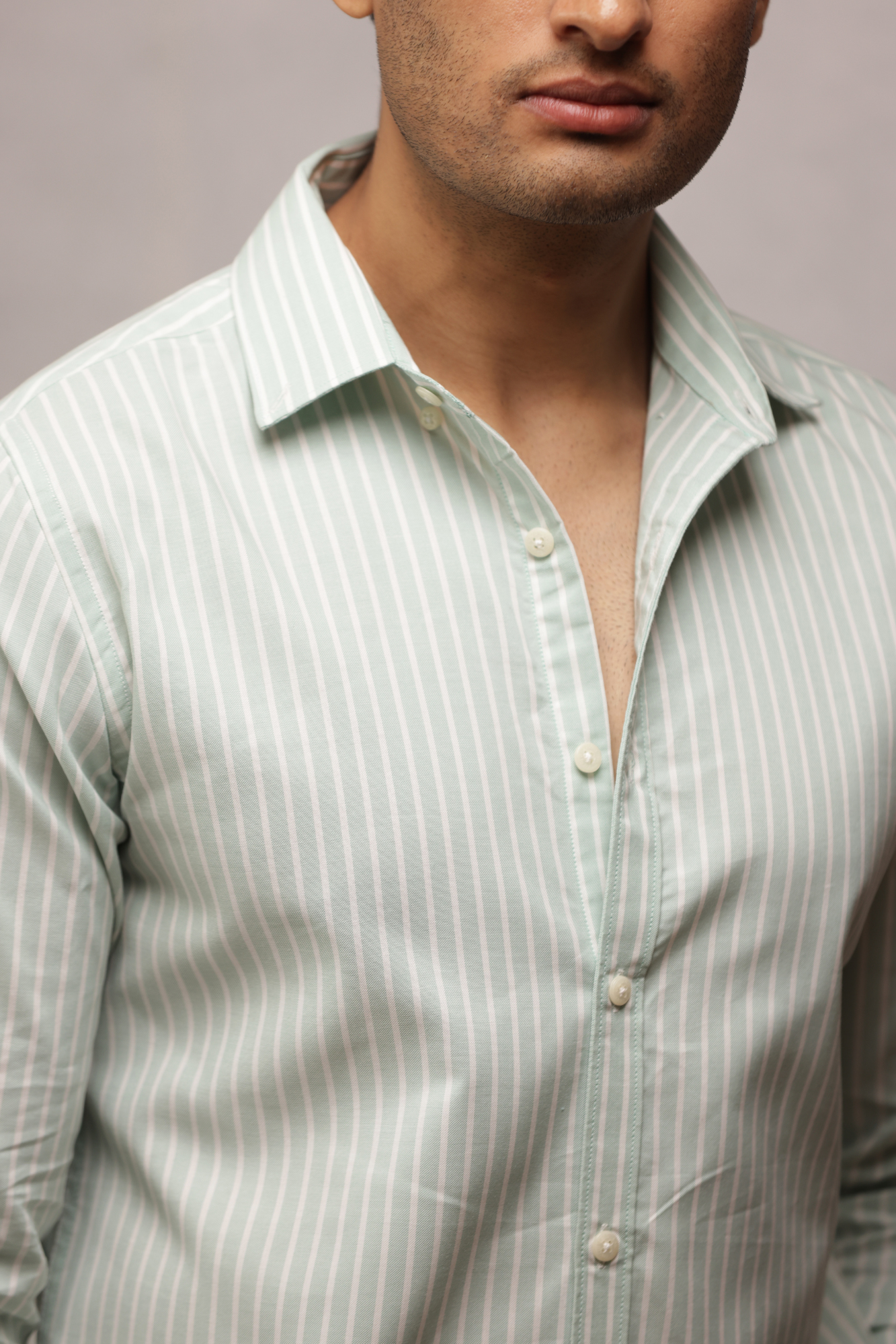 Button Down Oxford Striped Shirt - Green