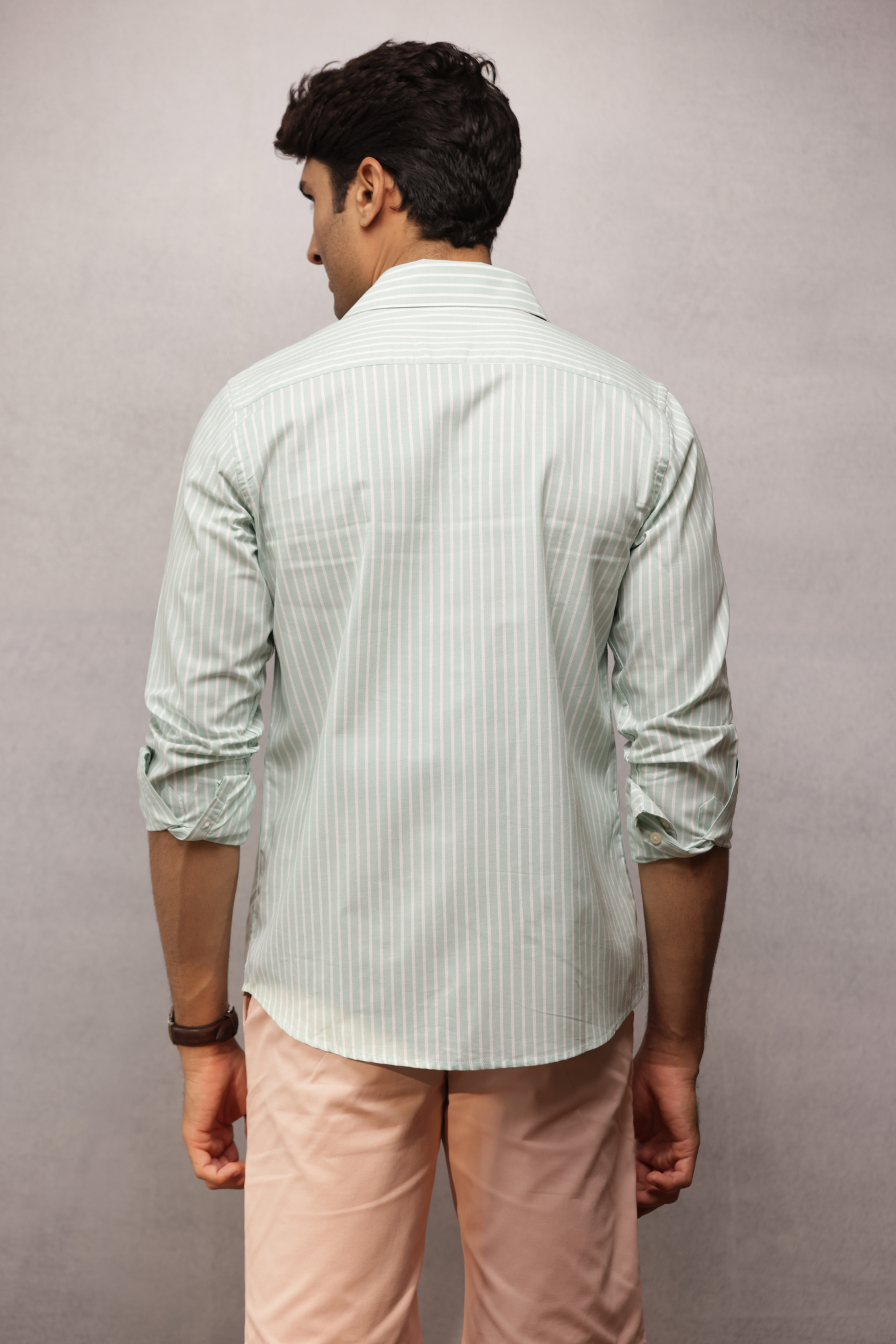 Button Down Oxford Striped Shirt - Green