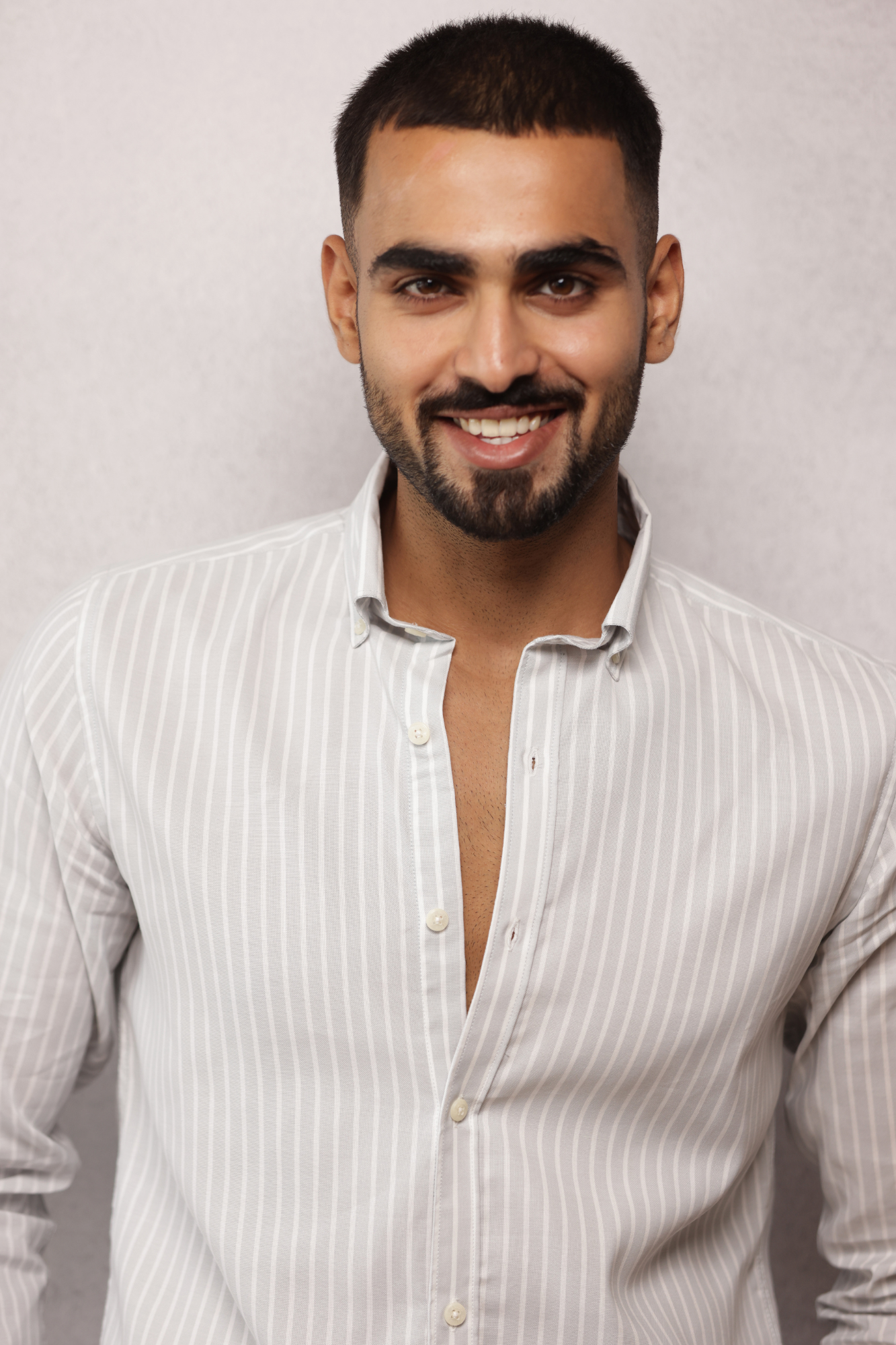 Button Down Oxford Striped Shirt - Grey