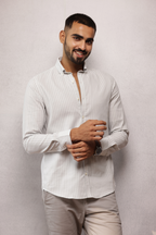 Button Down Oxford Striped Shirt - Grey