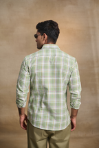 Oxford Check Shirt with 1 Patch Pocket - Light Green