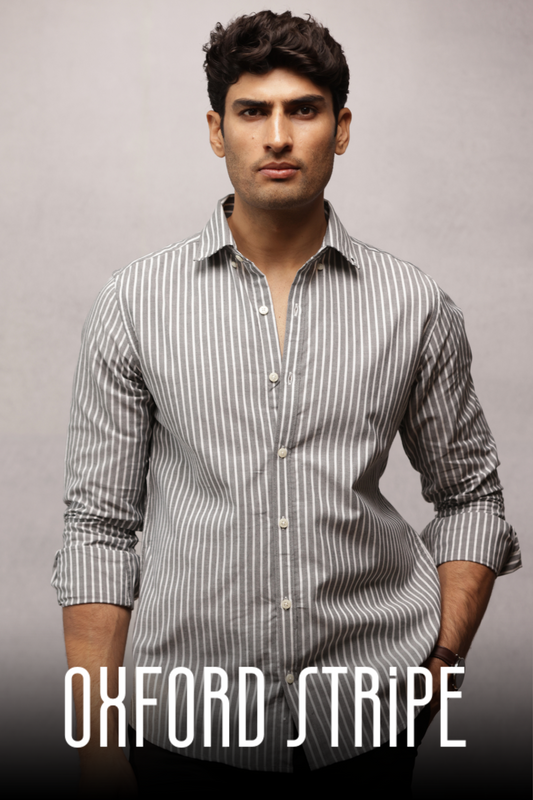 Button Down Oxford Striped Shirt Combo