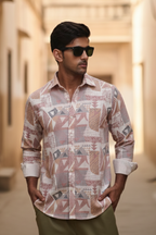 Premium Digital Blaze Natural Classic Full Sleeves Shirt - Peach